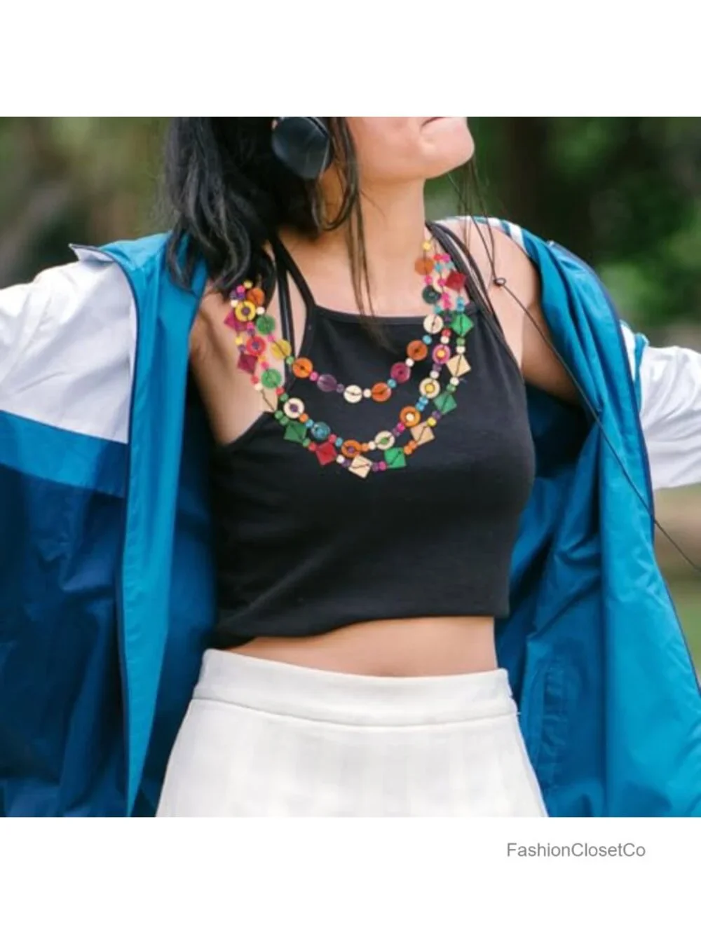 Bohemian Beaded Necklace Chunky Statement Collar Wood Shell Women Gift